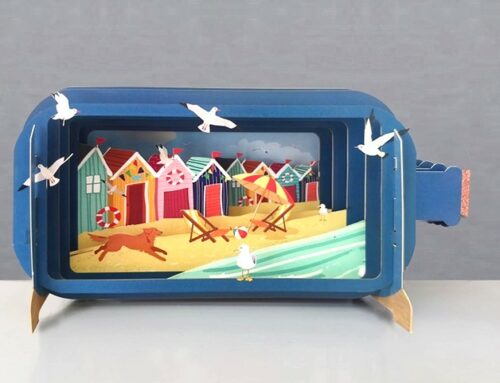 3D pop-up Karte "message in a bottle"